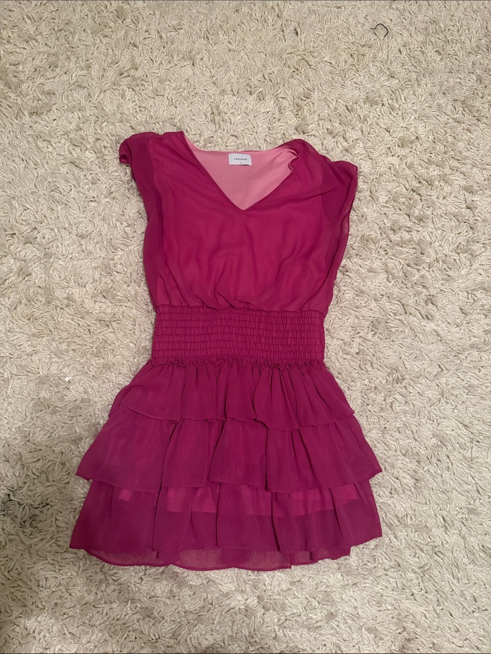 Adrienne Women's Fuchsia Tiered Ruffle Dress